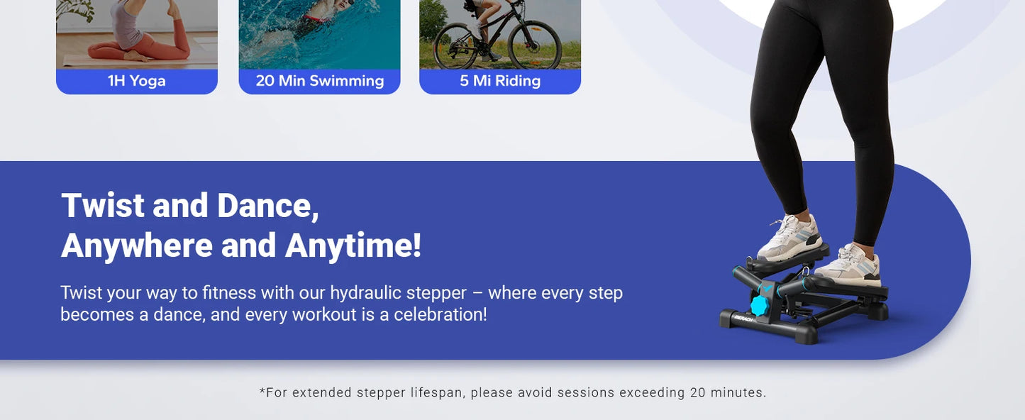 Merach Mini Stepper Black Twist Stair Stepper with Resistance Band 330 Pounds Capacity Fitness Equipment for Legs Muscles