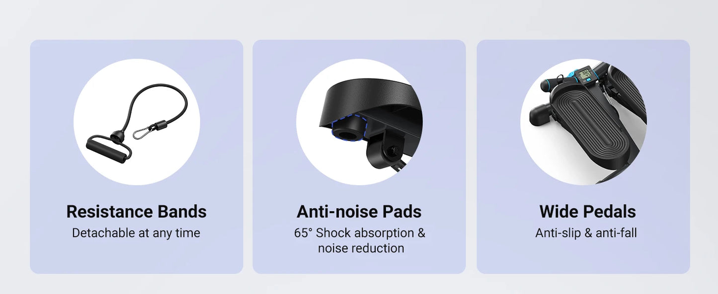 Merach Mini Stepper Black Twist Stair Stepper with Resistance Band 330 Pounds Capacity Fitness Equipment for Legs Muscles