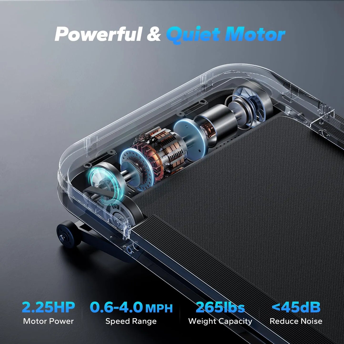 Merach Quiet Portable Walking Pad Under Desk Treadmill with Magnetic Remote Control and LED Display Home Gym Electric Treadmill Black T14