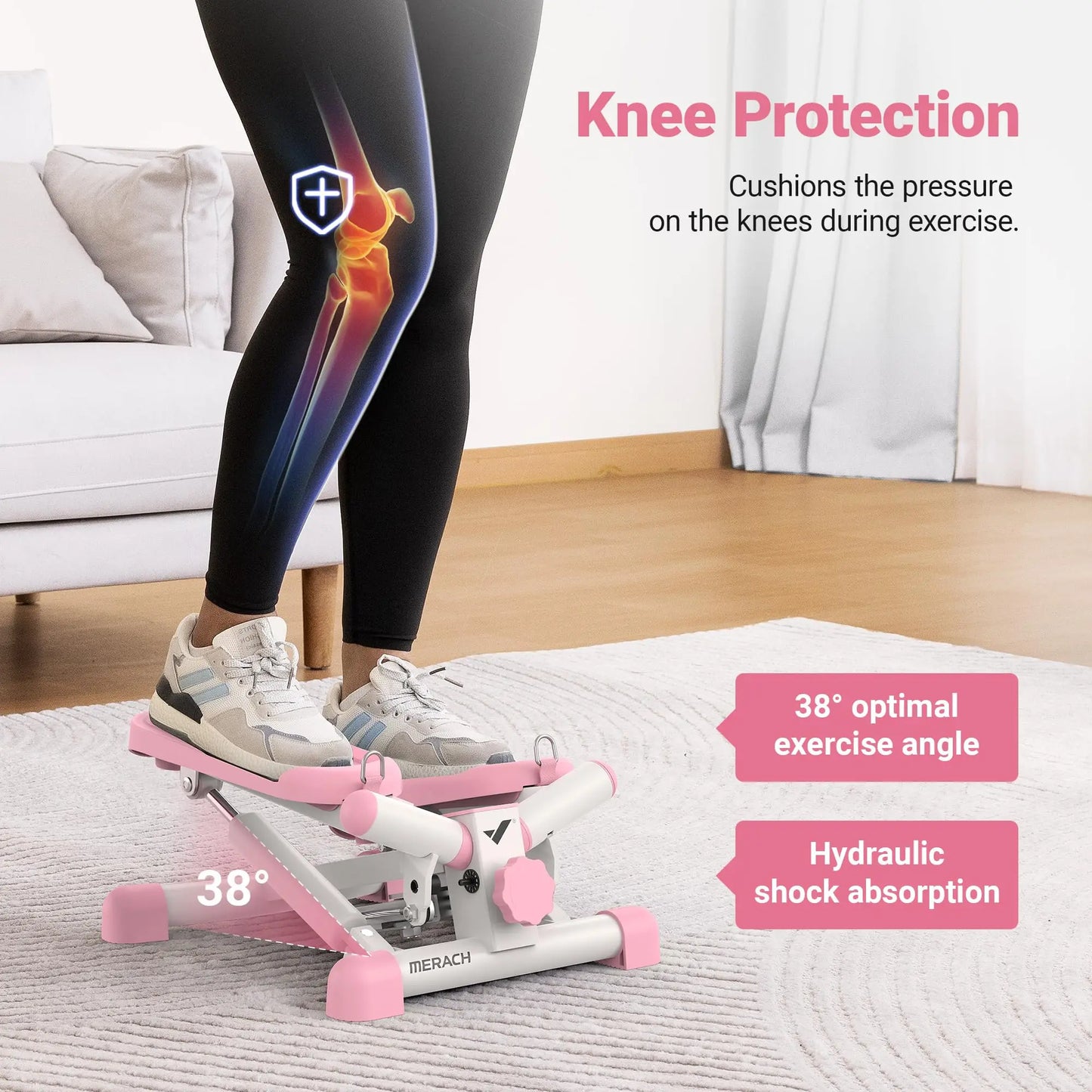 Merach Mini Stepper Black Twist Stair Stepper with Resistance Band 330 Pounds Capacity Fitness Equipment for Legs Muscles