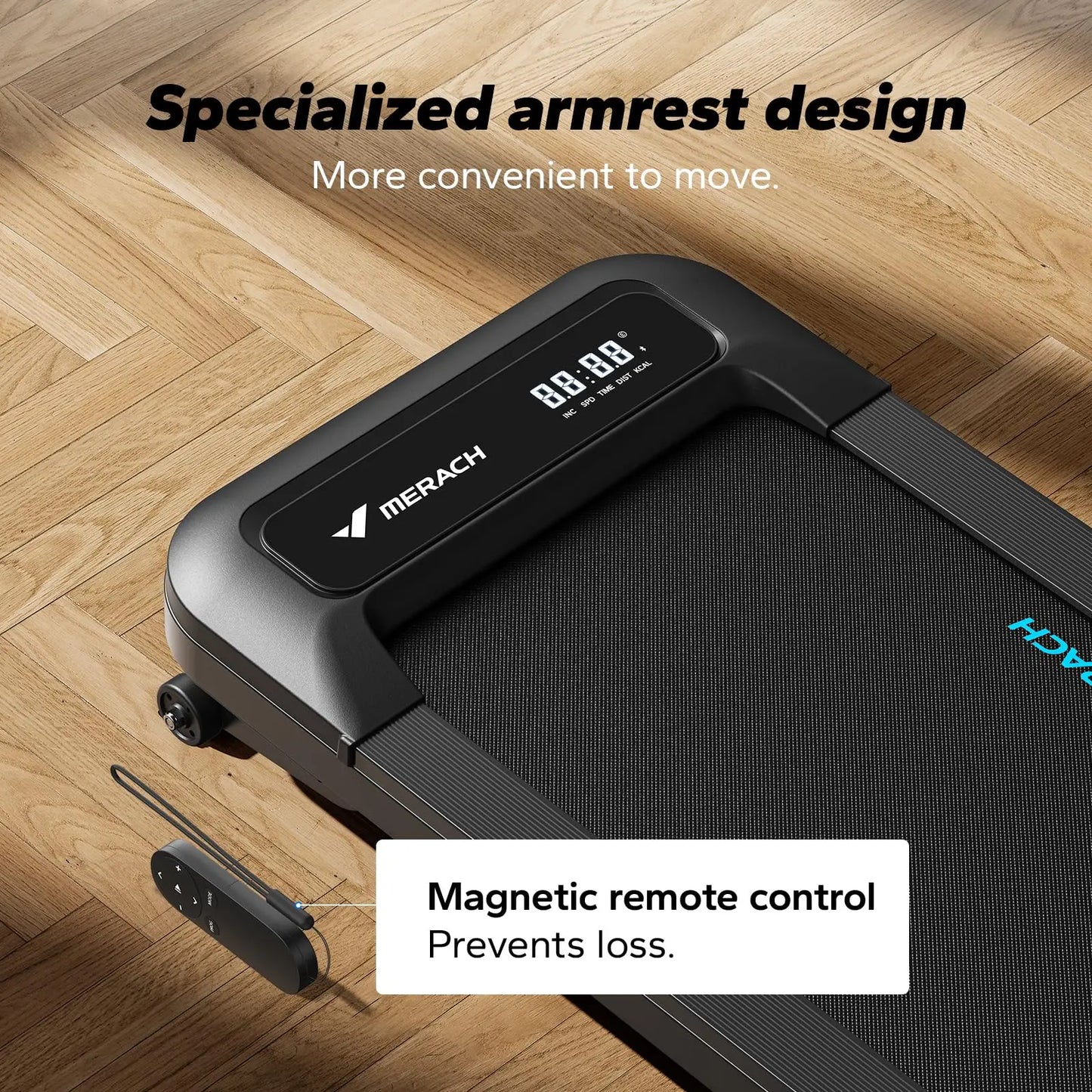 Merach Quiet Portable Walking Pad Under Desk Treadmill with Magnetic Remote Control and LED Display Home Gym Electric Treadmill Black T14