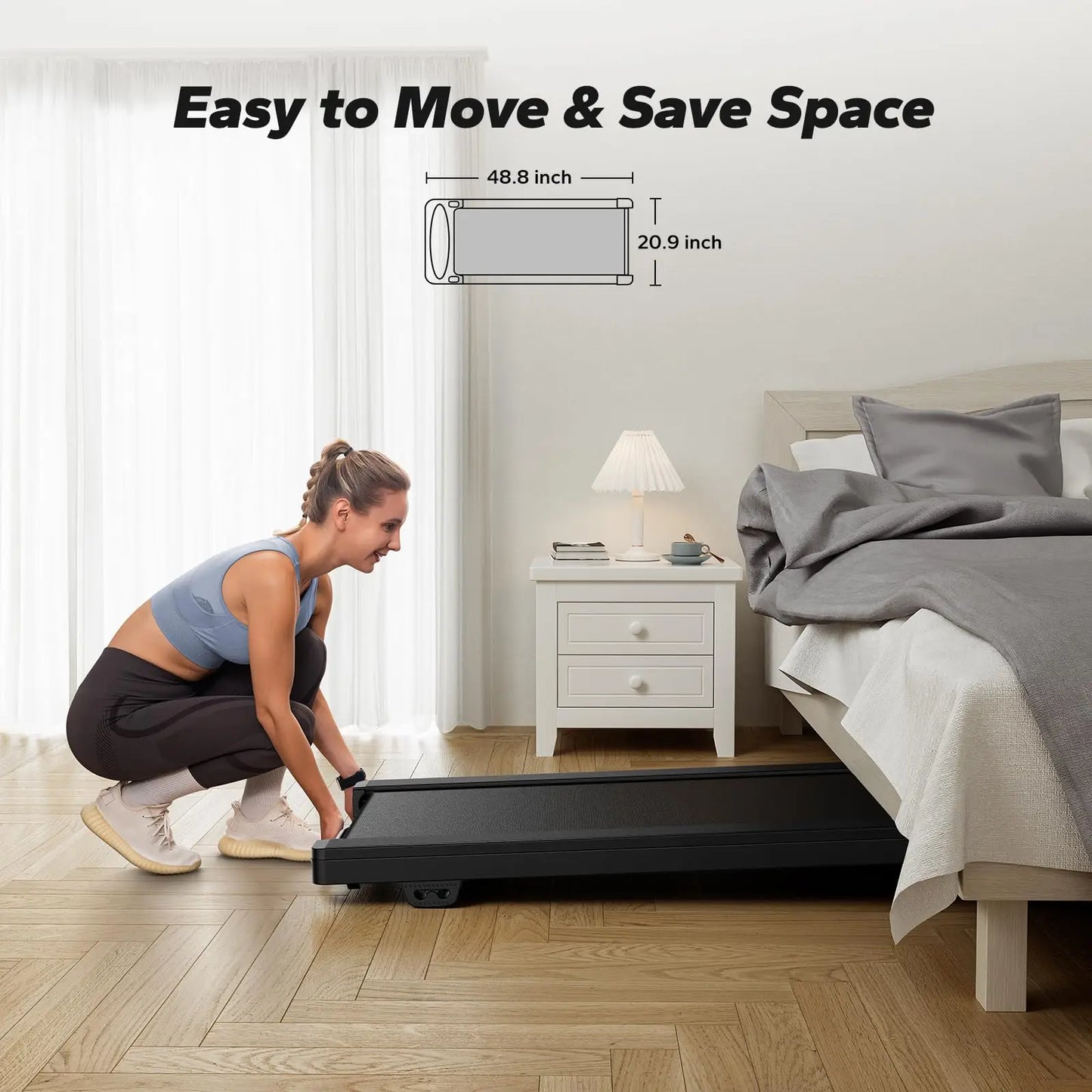 Merach Quiet Portable Walking Pad Under Desk Treadmill with Magnetic Remote Control and LED Display Home Gym Electric Treadmill Black T14