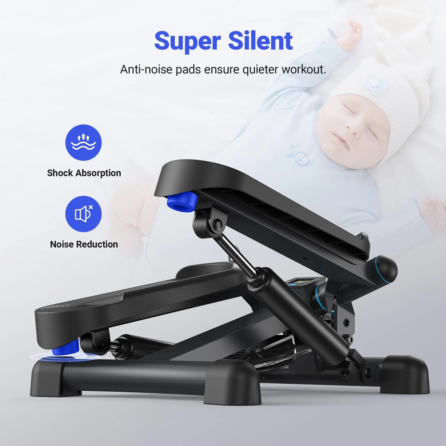 Merach Mini Stepper Black Twist Stair Stepper with Resistance Band 330 Pounds Capacity Fitness Equipment for Legs Muscles