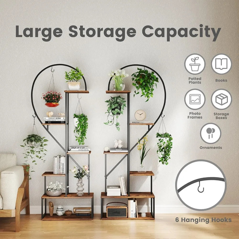 Giantex 6 Tier Tall Metal Plant Stand With Heart Shelves