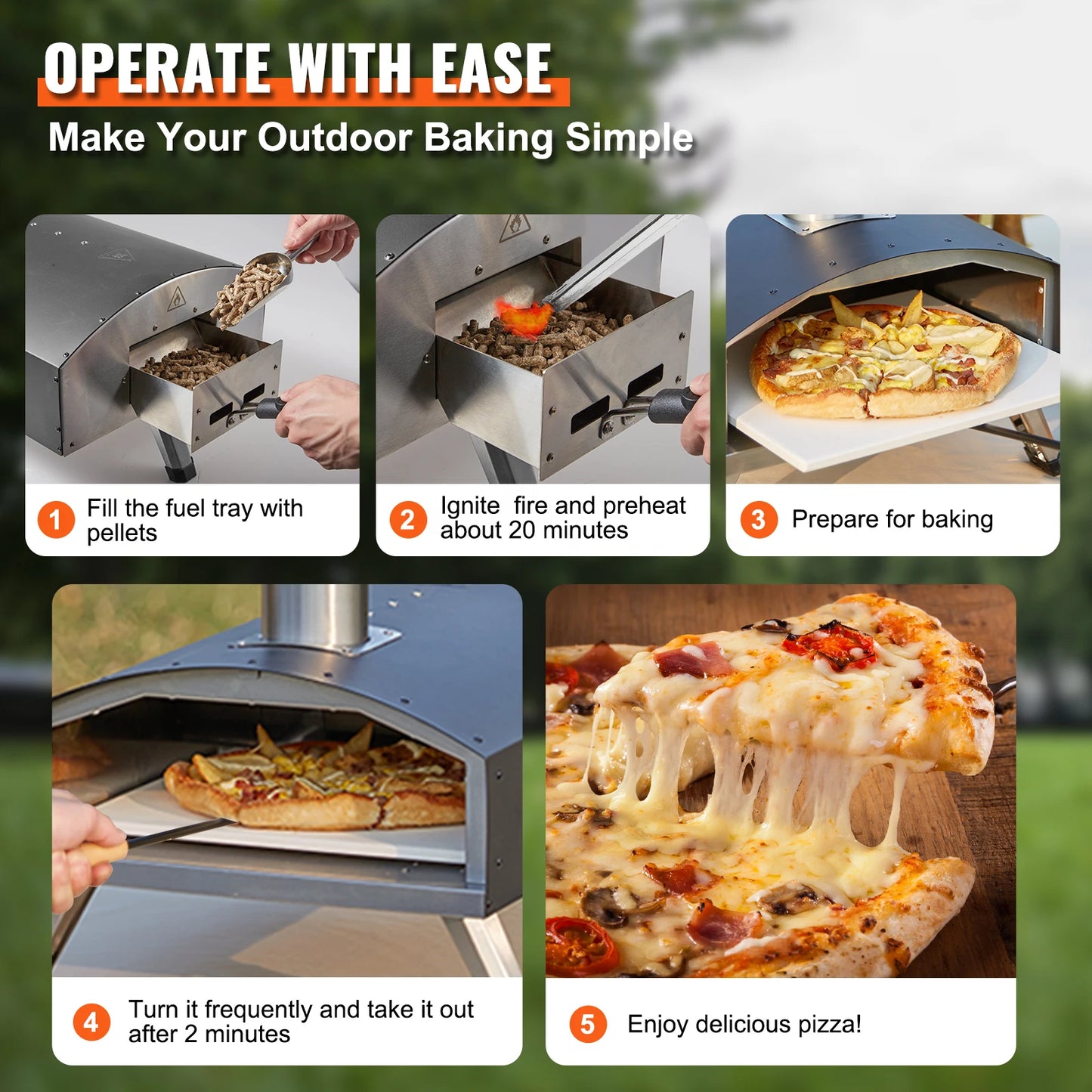 SucceBuy 12 Inch Wood Fired Portable Pizza Oven Food Grade Stainless Steel BBQ for Backyard Camping Picnics Outdoor Cooking