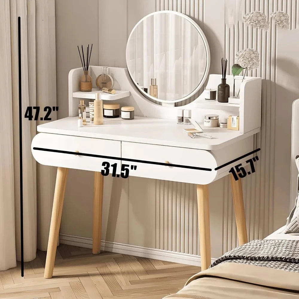 General Vanity Table With Detachable Mirror And Storage