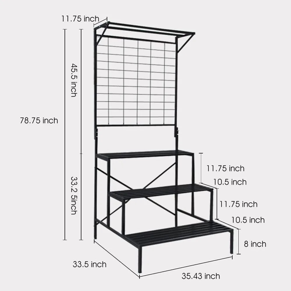 Zhongma 3-Tier Large Plant Stand Heavy Duty Hanging Pot Shelf Tall Multi-Layer Holder with Dimensions 35.43 X 33.27 X 78.74