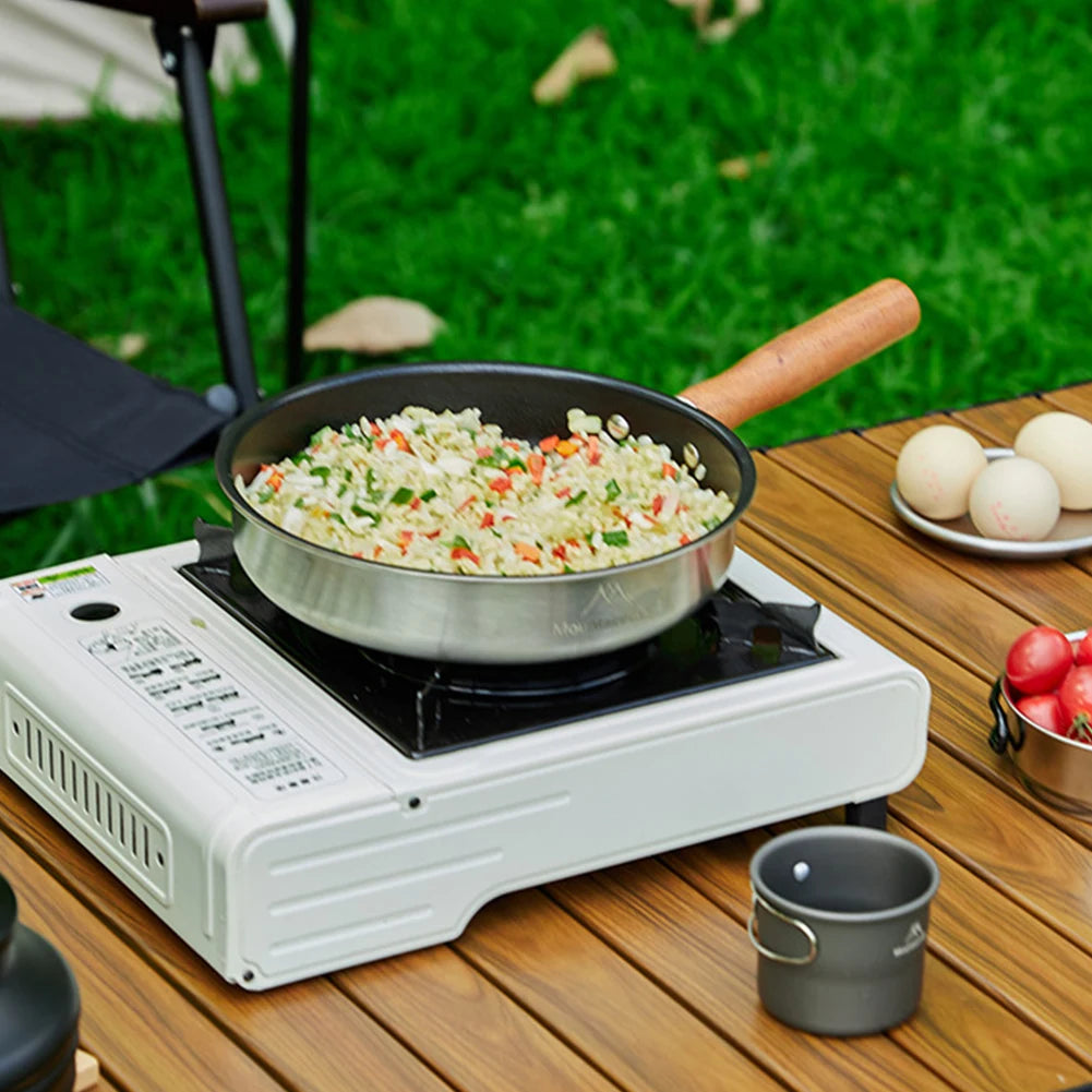 Outdoor Camping Frying Pan Nonstick Coating Breakfast Egg Pancake Pot Stainless Steel Portable Cooking Pan for Outdoor Hiking