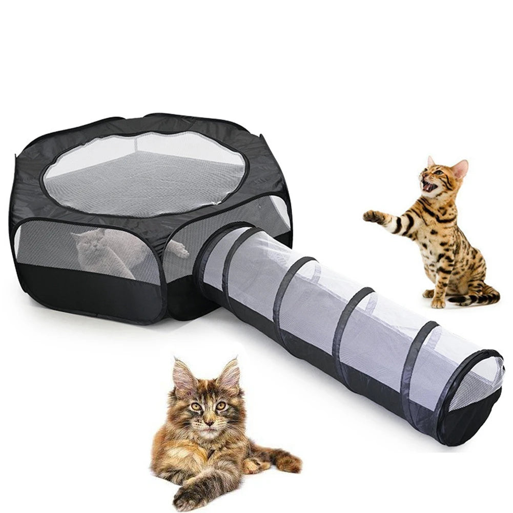 2 In 1 Foldable Cat Tunnel And Nest Toy Multifunctional Rabbit Cage Pet Supplies Cloth Material For Cats