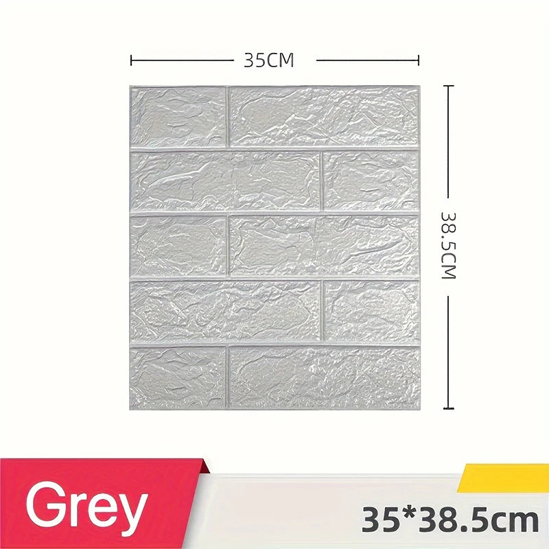 100/200Pcs 3D Wall Tile Stickers Brick Pattern Foam Self-Adhesive Waterproof Ceiling Decor Easy Apply for Moisture Proof