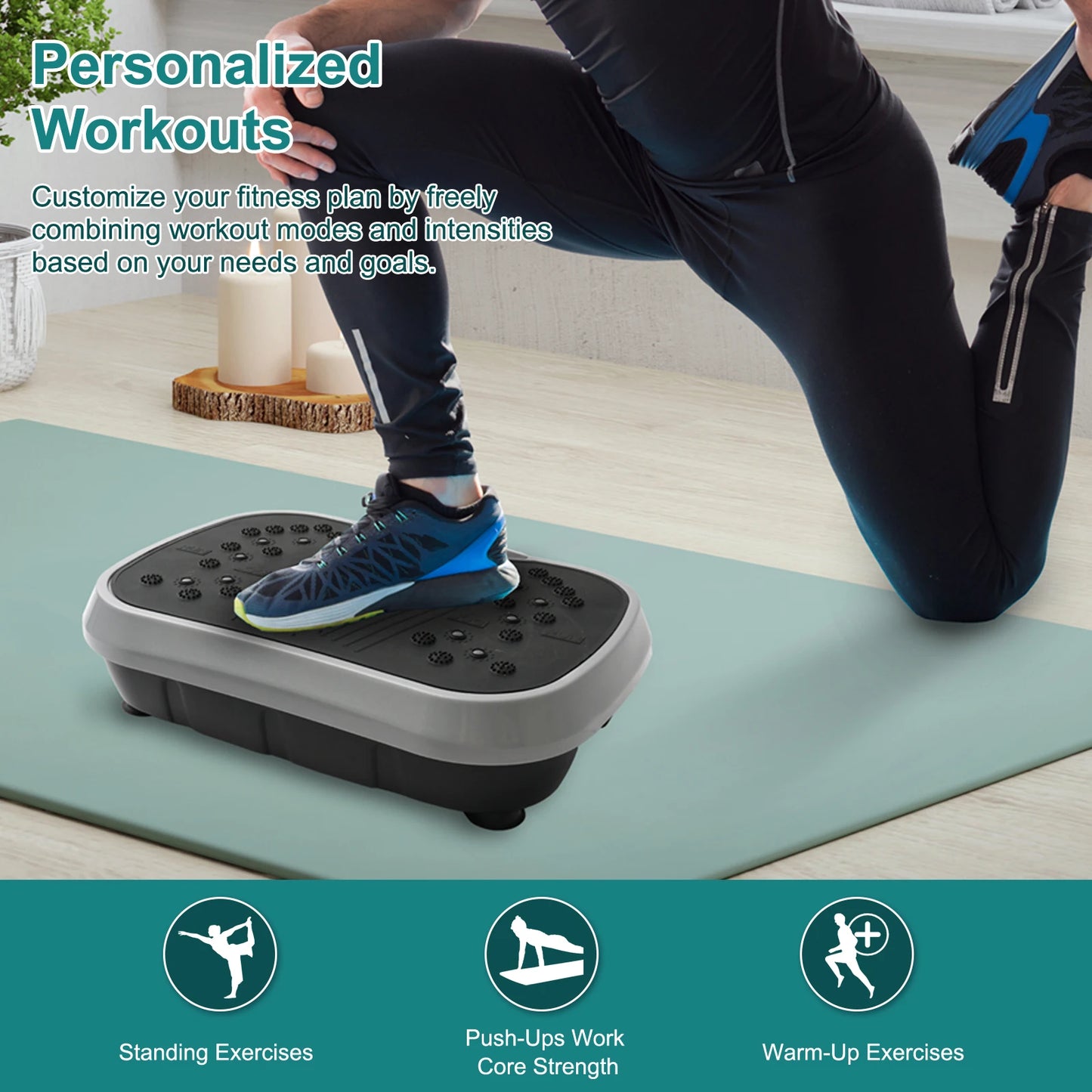 Portable Vibration Plate Exercise Machine for Home Fitness Fat Burning Whole Body Shaping Electric Muscle Massager