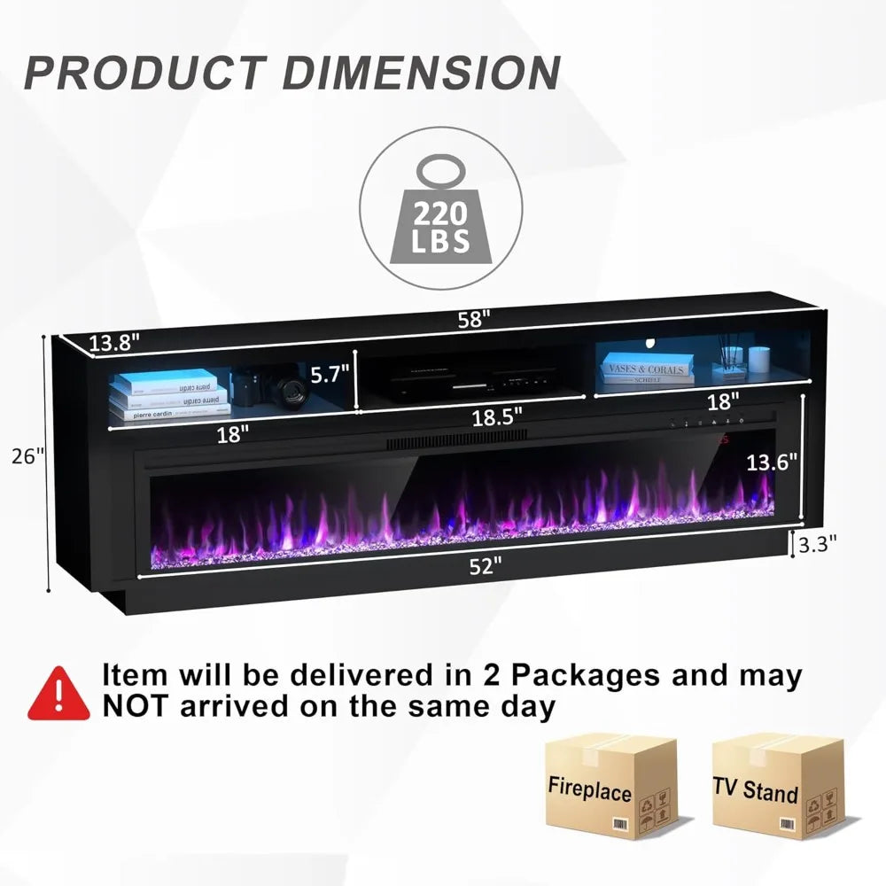 Hign-concerned Electric Fireplace TV Stand With LED Lights