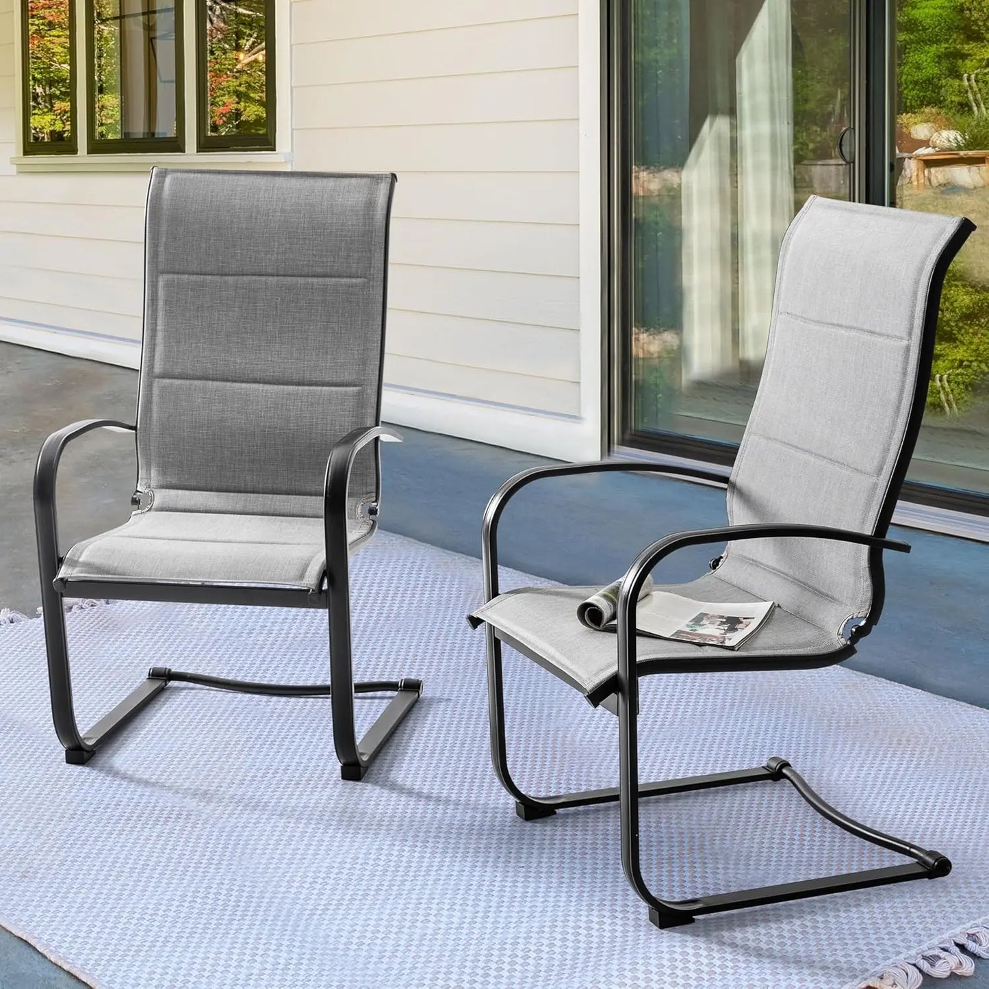 Patio Dining Chairs Set of 4 All Weather Outdoor Padded Textilene