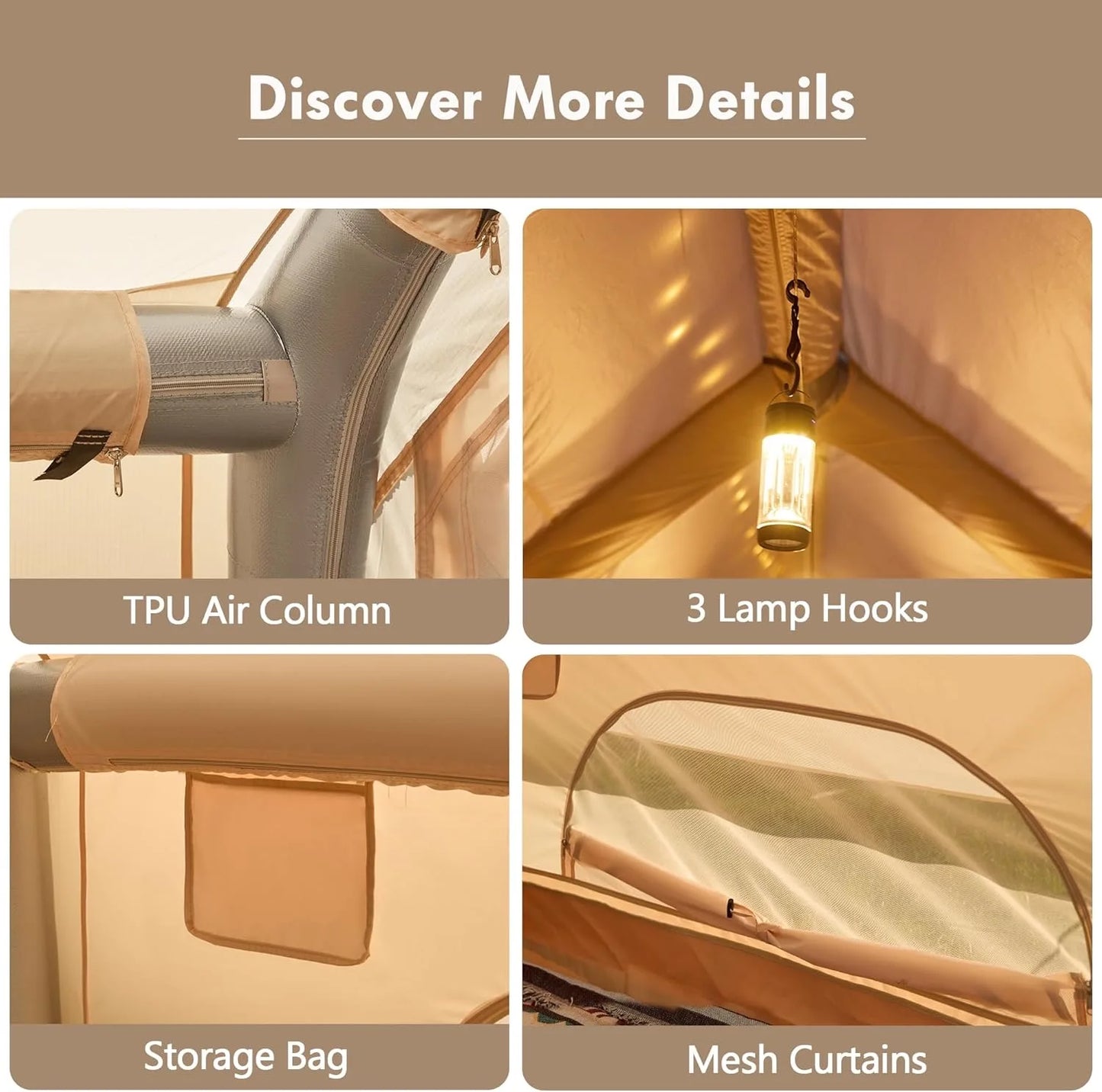 Inflatable Camping Tents 8-10 Person with Stove Jack and Windows