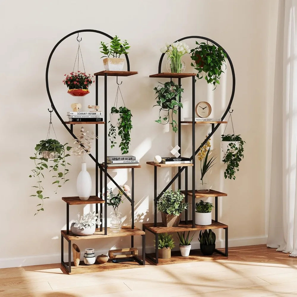 Giantex 6 Tier Tall Metal Plant Stand With Heart Shelves