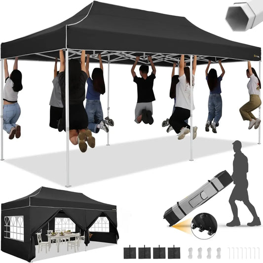10x20 Heavy Duty Pop up Canopy Tent with Sidewalls for Outdoor Parties Events Wedding Commercial Use with Roller