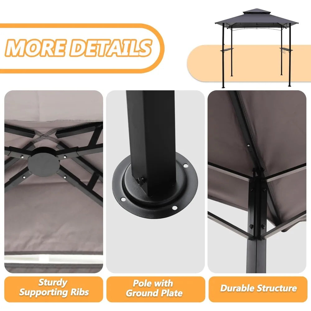 XMSJ Outdoor Grill Gazebo Canopy With LED Lighting Shelter