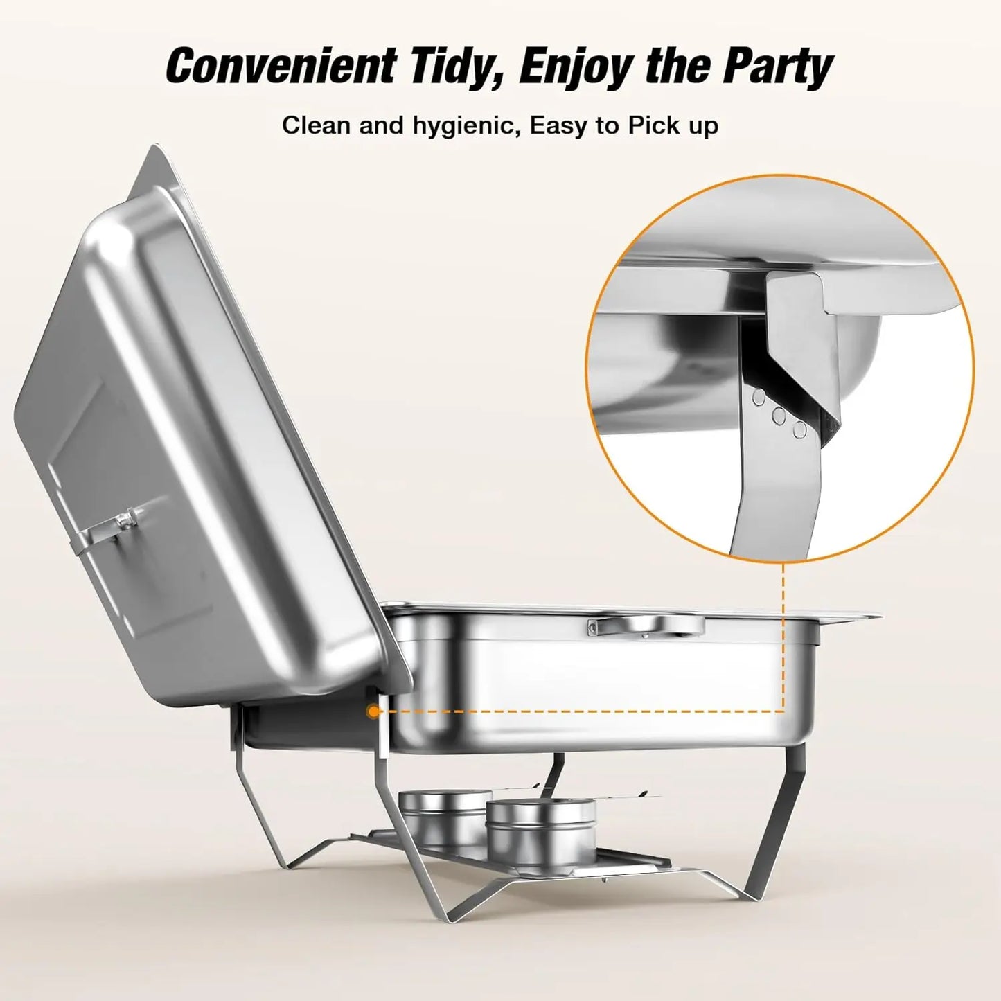 8QT Chafing Dish Buffet Set Stainless Steel Food Warmer Kit with Lids & Holders 2/4/6 Pack for Restaurant Catering Parties Weddings