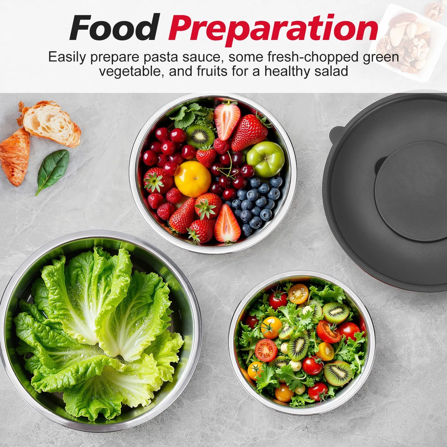 30 Pieces Stainless Steel Mixing Bowl Set Non Slip Premium Kitchen Essential Various Sizes for Mixing and Serving