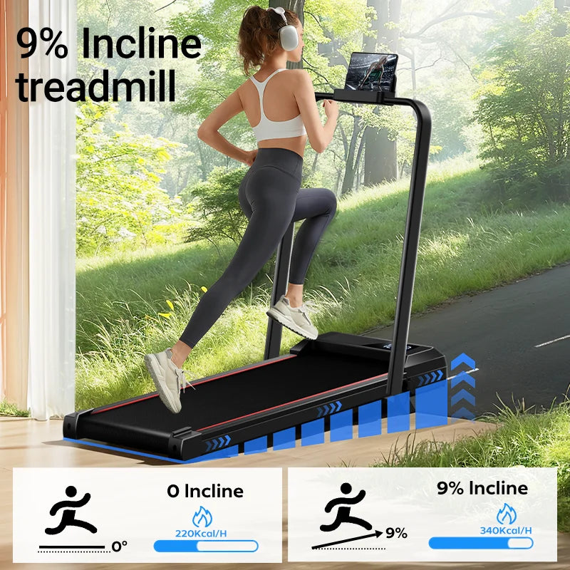 UMAY Walking Pad Treadmill Incline Under Desk Lightweight LED Display Home Office Electric Foldable Monofunctional
