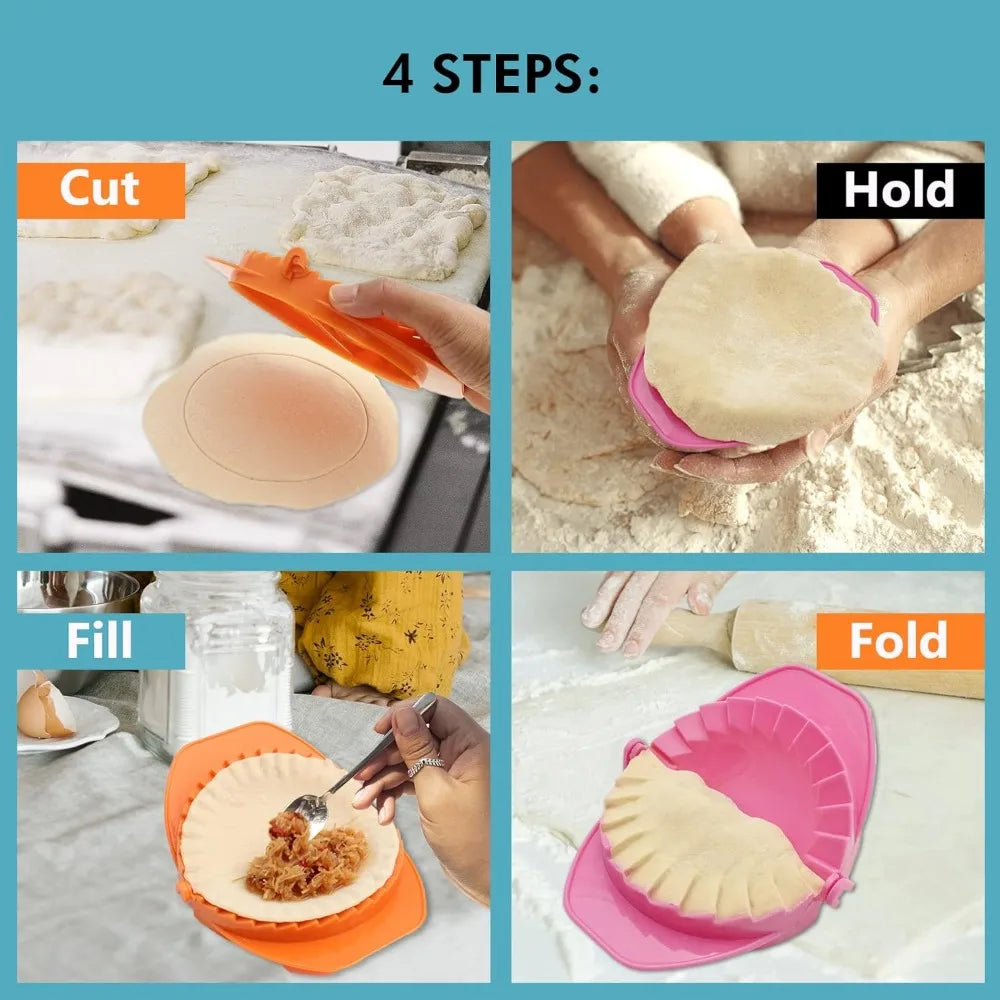 3 Piece Set Plastic Pastry Formers with Crimped Edge for Empanadas Dumplings and Hand Pies