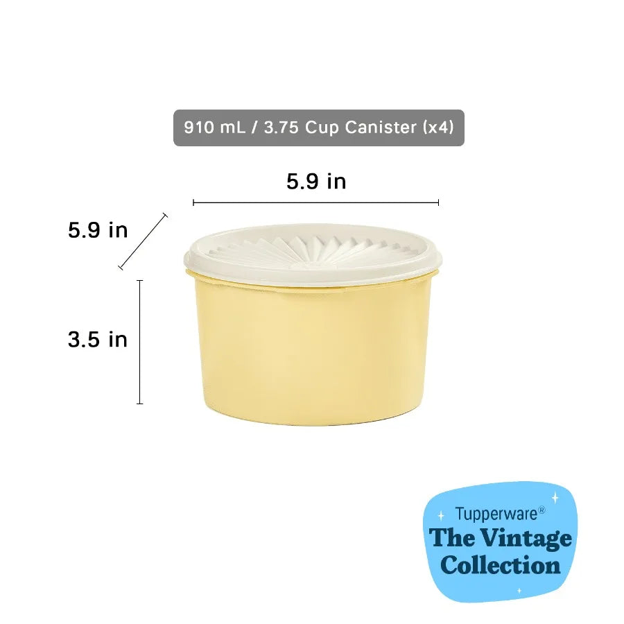 Plastic 3.85 Cup Food Storage Canister Set with Lids 4 Count Ideal for Kitchen Pantry Organization Airtight Meal Prep B