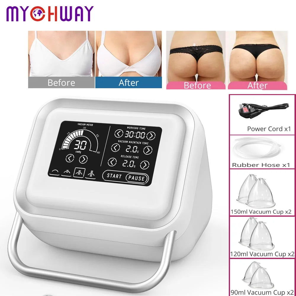 Butt Vacuum Therapy Machine with 6 Lifting Cups - Home Cupping Therapy Set for Buttock Enhancement Body Shaping Massage Equipment