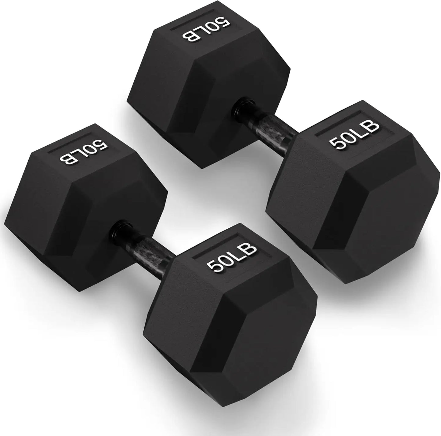 Rubber Encased Hex Dumbbell Hand Weights with Anti Slip Metal Handle for Home Gym Multiple Sizes