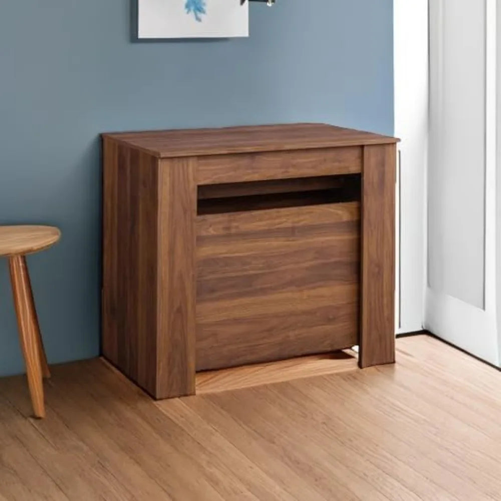 Extendable Console Table with Extension Leaves Holder, Mid Century Modern Expandable Dining Table for 12-14 Person, 20" to 118"