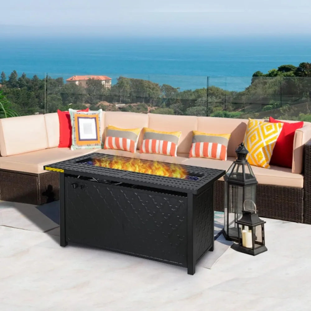 45 Inch Square Gas Fire Pit Table 50,000 BTU Outdoor Propane Fire Table for Patio Garden Camping - Modern Heating Fire Pit