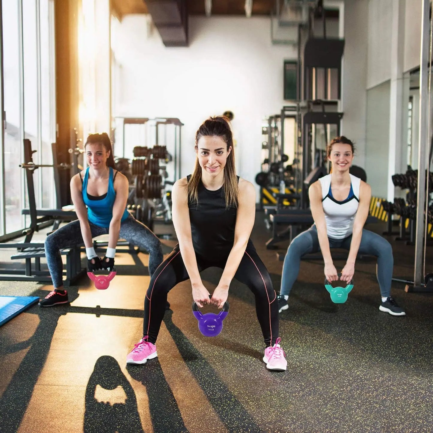 Kettlebell Set Vinyl Coated Weights Combo for Full Body Workout Push Up and Grip Strength Training Multicolor