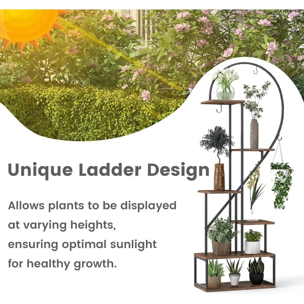 Giantex 6 Tier Tall Metal Plant Stand With Heart Shelves