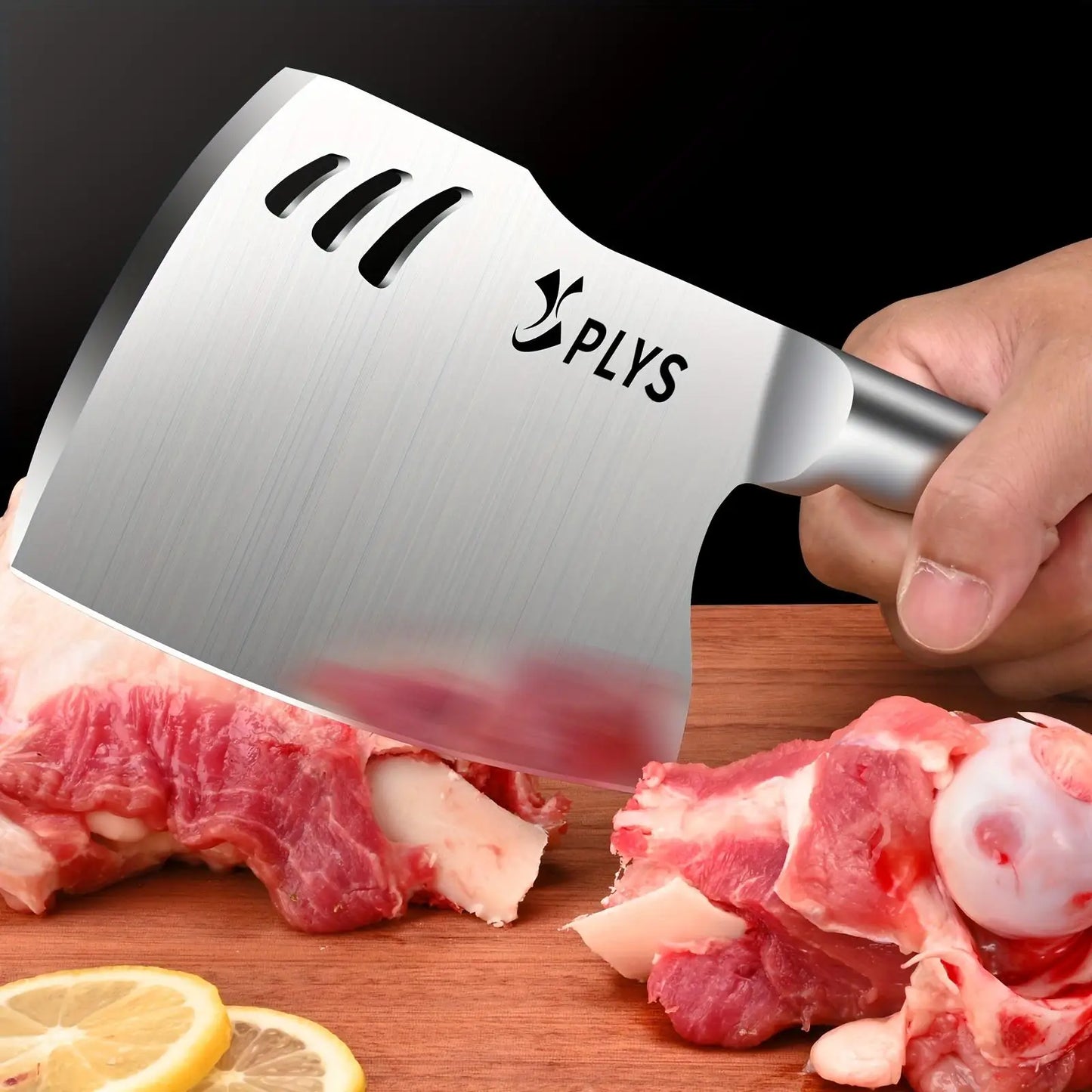 Plys Heavy Duty Bone Chopping Knife Stainless Steel Thickened Blade Butcher Axe with Ergonomic Handle Kitchen Meat Chopper