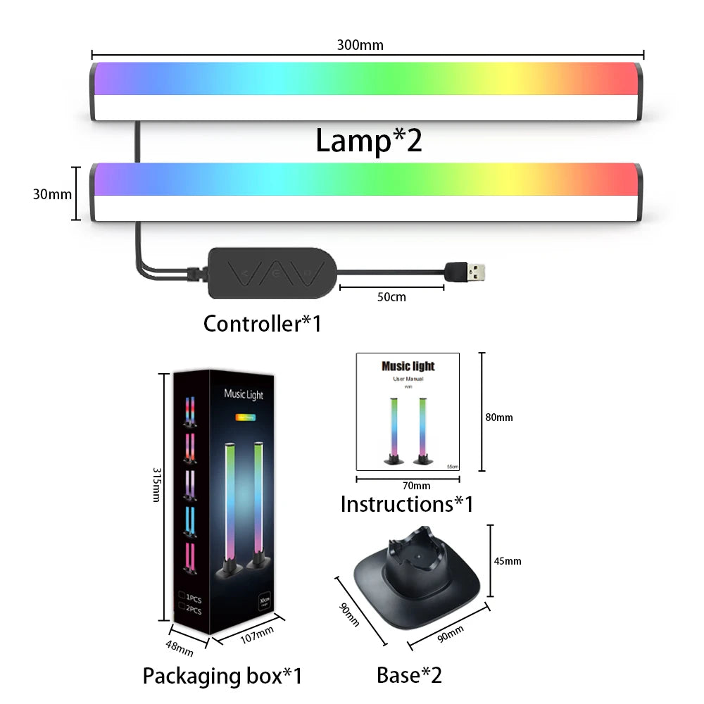 LED Atmosphere lights Wiscolor WIFI RGB Bluetooth Connection Lntelligent Software Control Desktop Game Light Decorative Light
