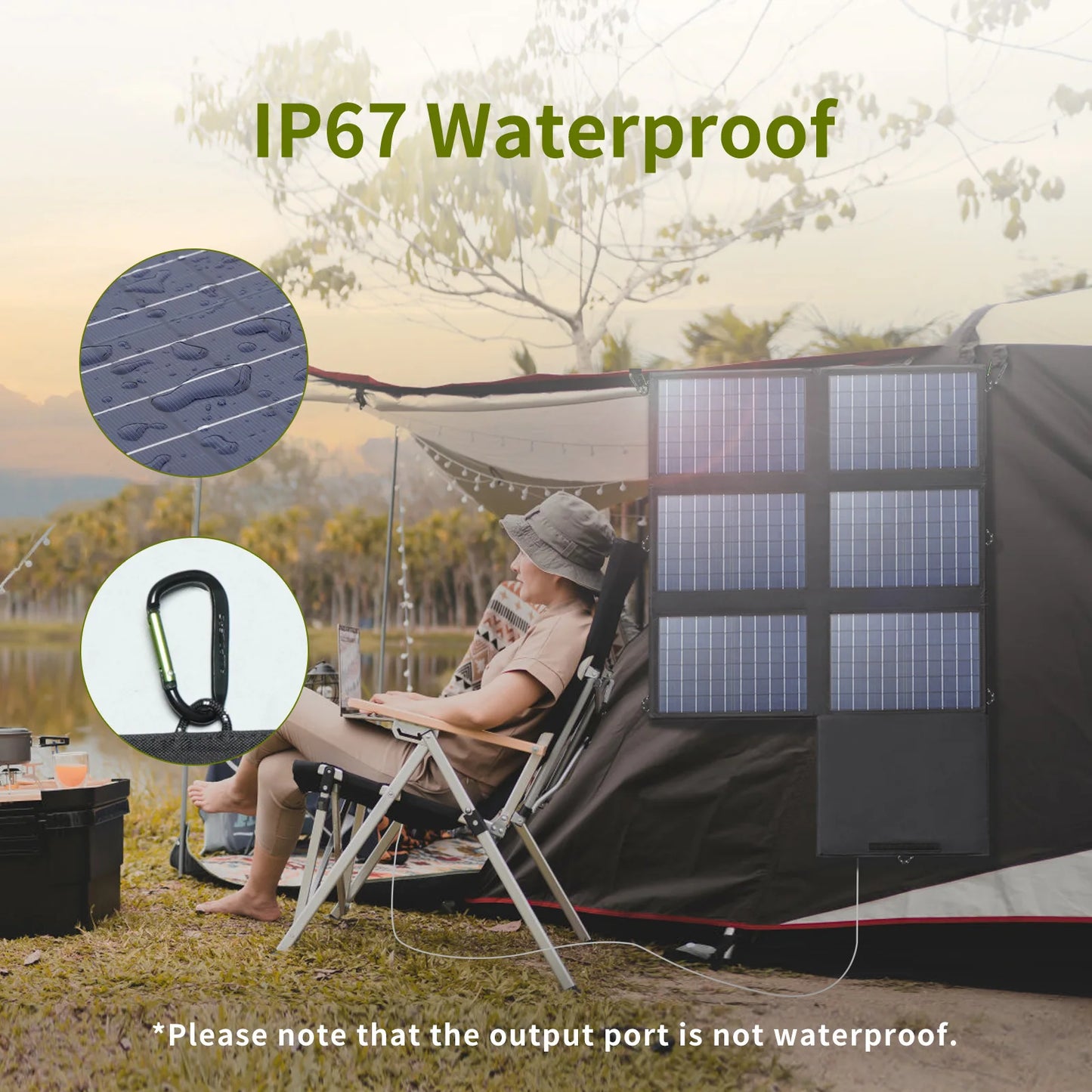 ALLPOWERS 60W Foldable Solar Panel Charger with USB-C & USB-A Ports for Powerstation Camping Laptop Phone Riding Polycrystalline Silicon