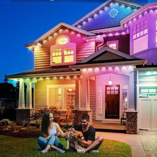 Smart APP-Controlled LED Color-Changing Eave String Lights Waterproof Indoor/Outdoor Decorative Garden Festival Lighting