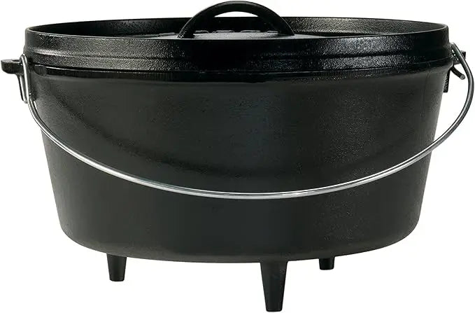 Lodge 8 Quart Pre-Seasoned Cast Iron Camp Dutch Oven with Lid Dual Handles for Oven And Stove Use