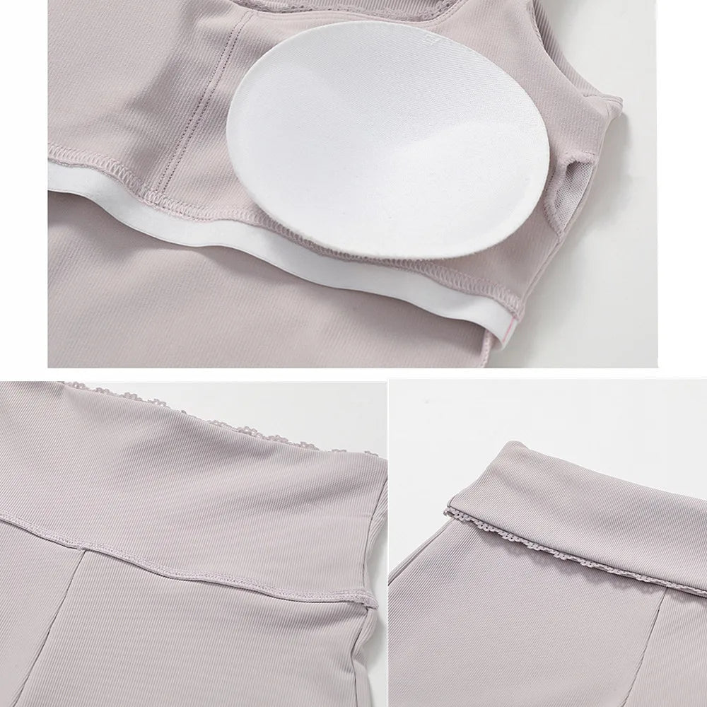 Heart And Home Lace Yoga Set Women Push Up Bra High Waist