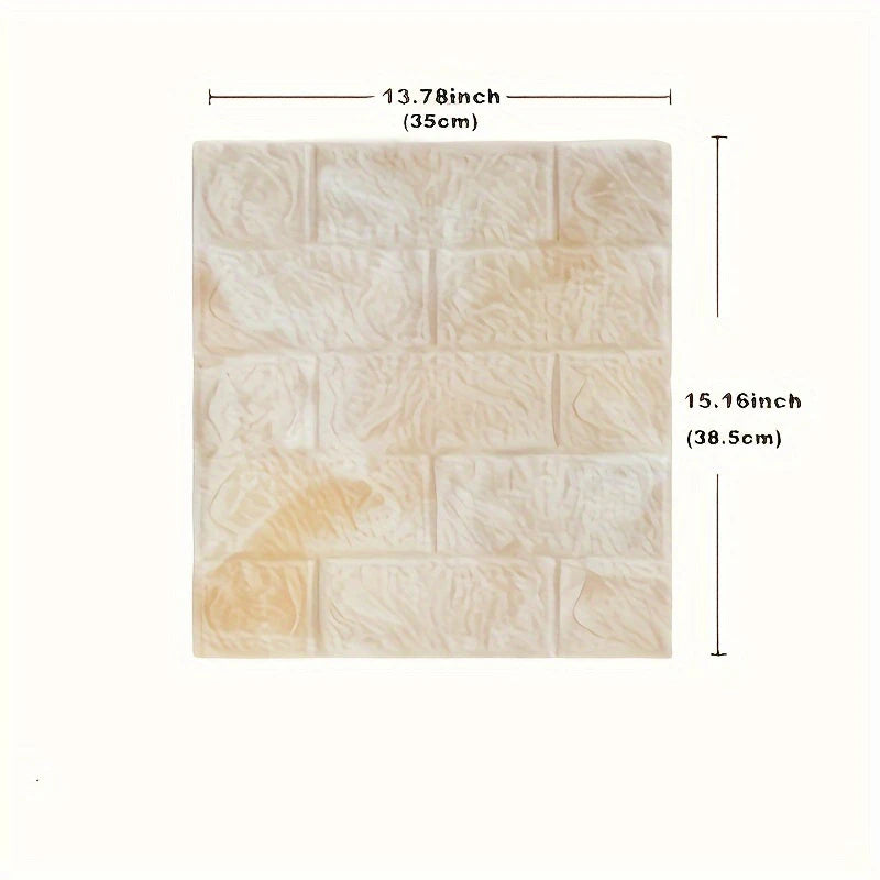 100/200Pcs 3D Wall Tile Stickers Brick Pattern Foam Self-Adhesive Waterproof Ceiling Decor Easy Apply for Moisture Proof
