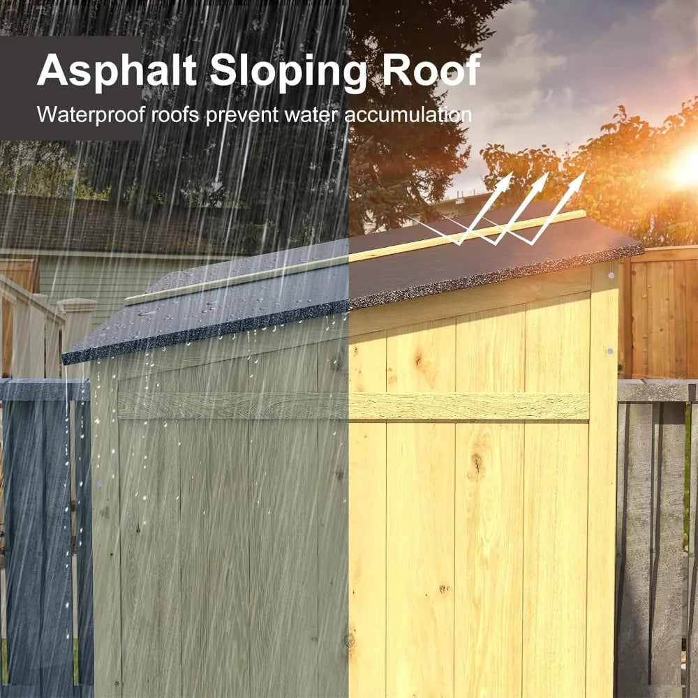 4.6x2.2 FT Outdoor Garden Storage Shed Waterproof Wood Tool Shed with Floor Modern Yellow Solid Wood Cabinet