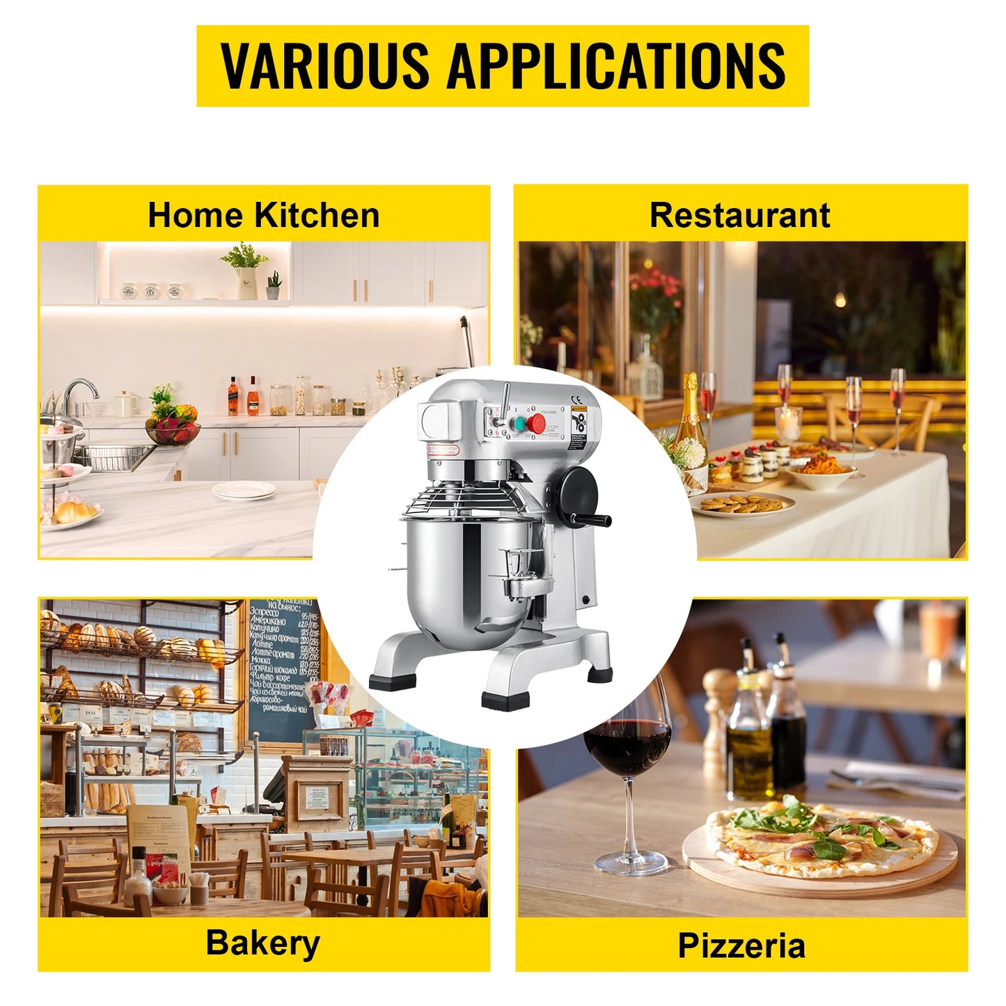 SucceBuy Electric Dough Machine 10 to 30 Liter Stainless Steel Commercial Cream Egg Whisk Mixer Kitchen Food Stand Blender