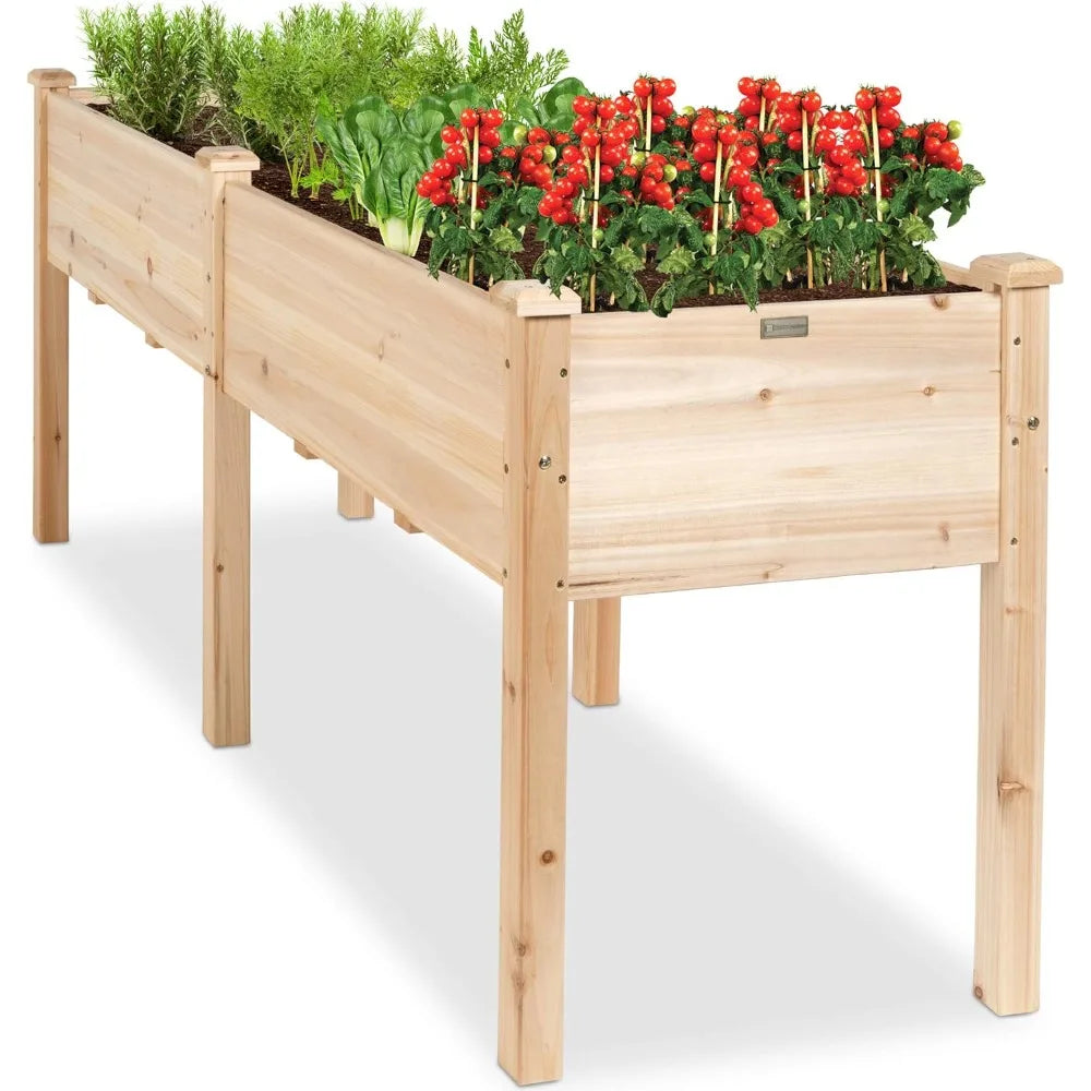 DAFIFY Elevated Wood Garden Bed Planter With Divider Panel