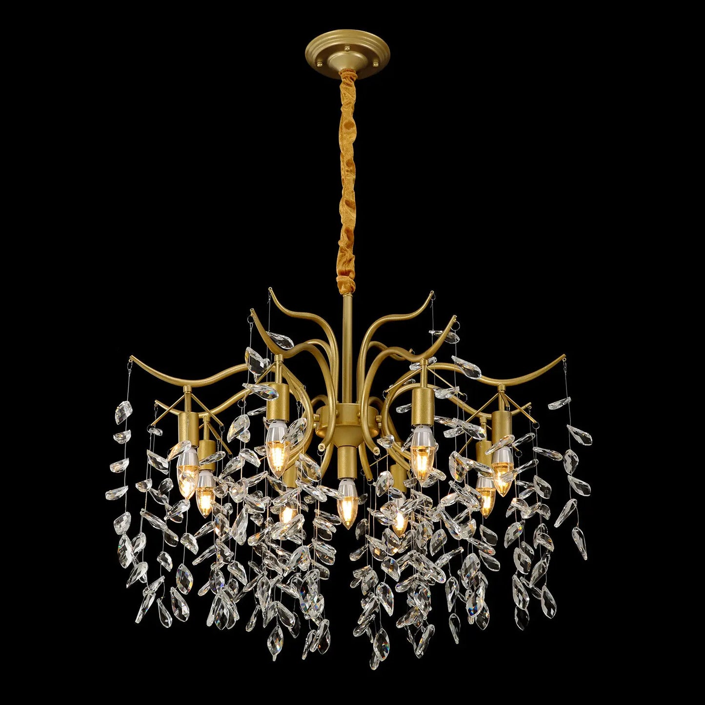 8 Arms Modern Chandelier Crystal Ceiling Light LED Pendant Hanging Lamp Dimmable