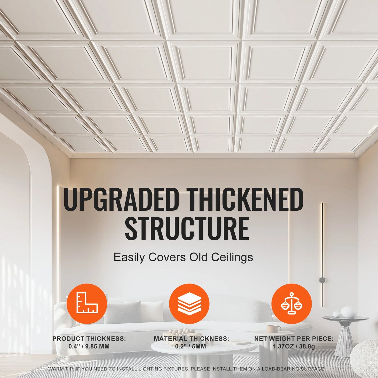SucceBuy Ceiling Tiles Drop Ceiling Tiles Premium Polystyrene Sheet Glue-up Basement Ceiling Covering for Home/Office Decoration