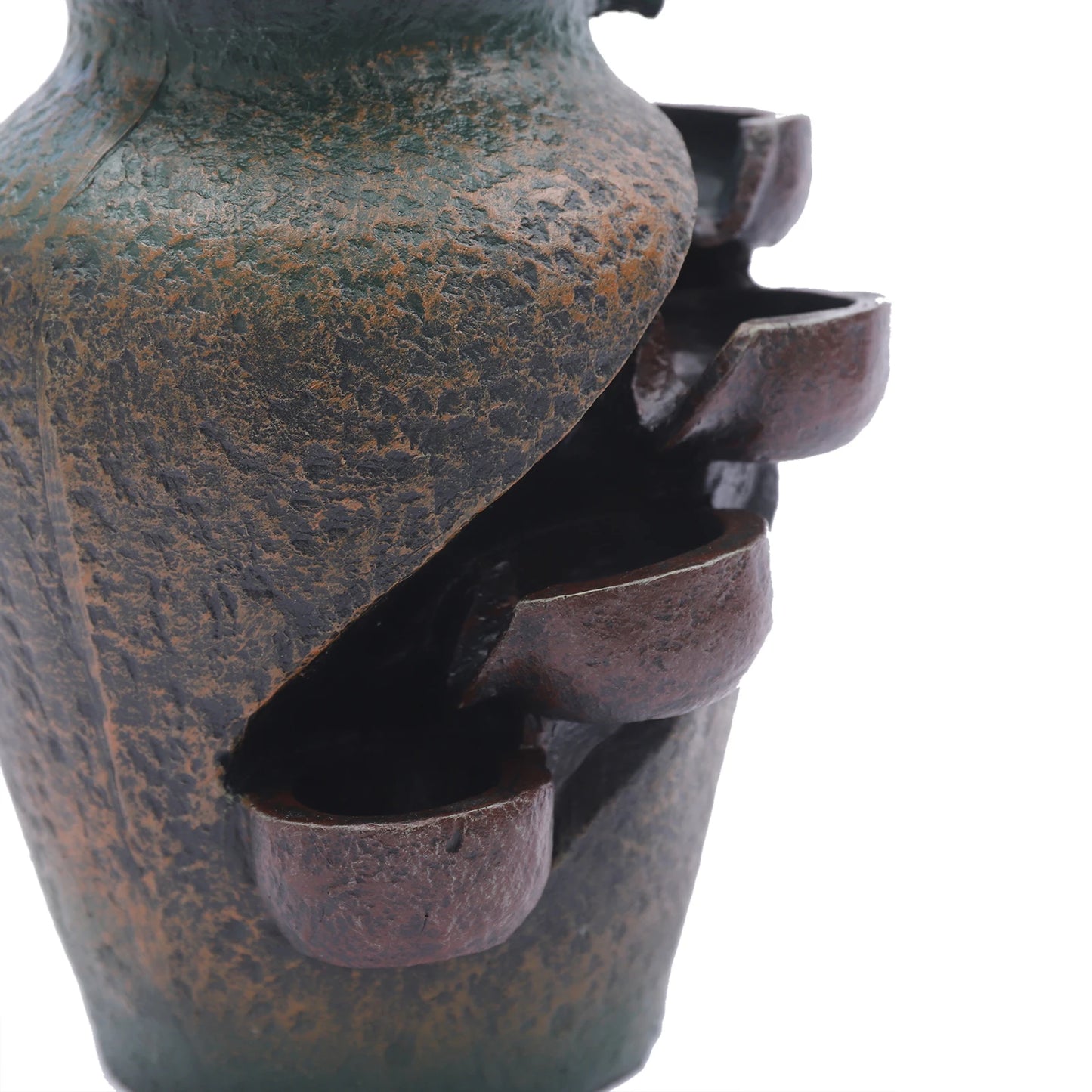 Retro Zen Resin Desktop Water Fountain with LED Light Mist Mini Humidifier for Office Relaxation Decor