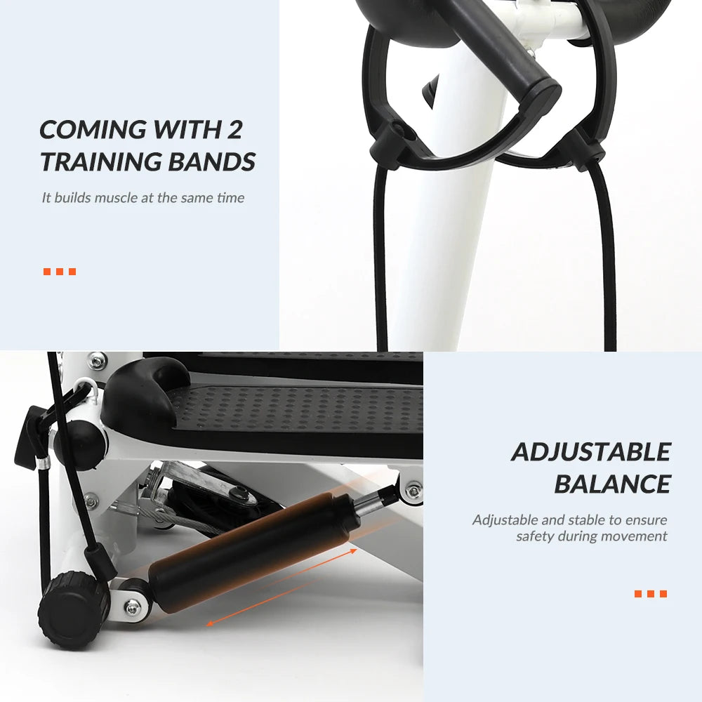 Home Fitness Stepper Machine with LCD Display and Resistance Bands for Leg Waist and Abdomen Training