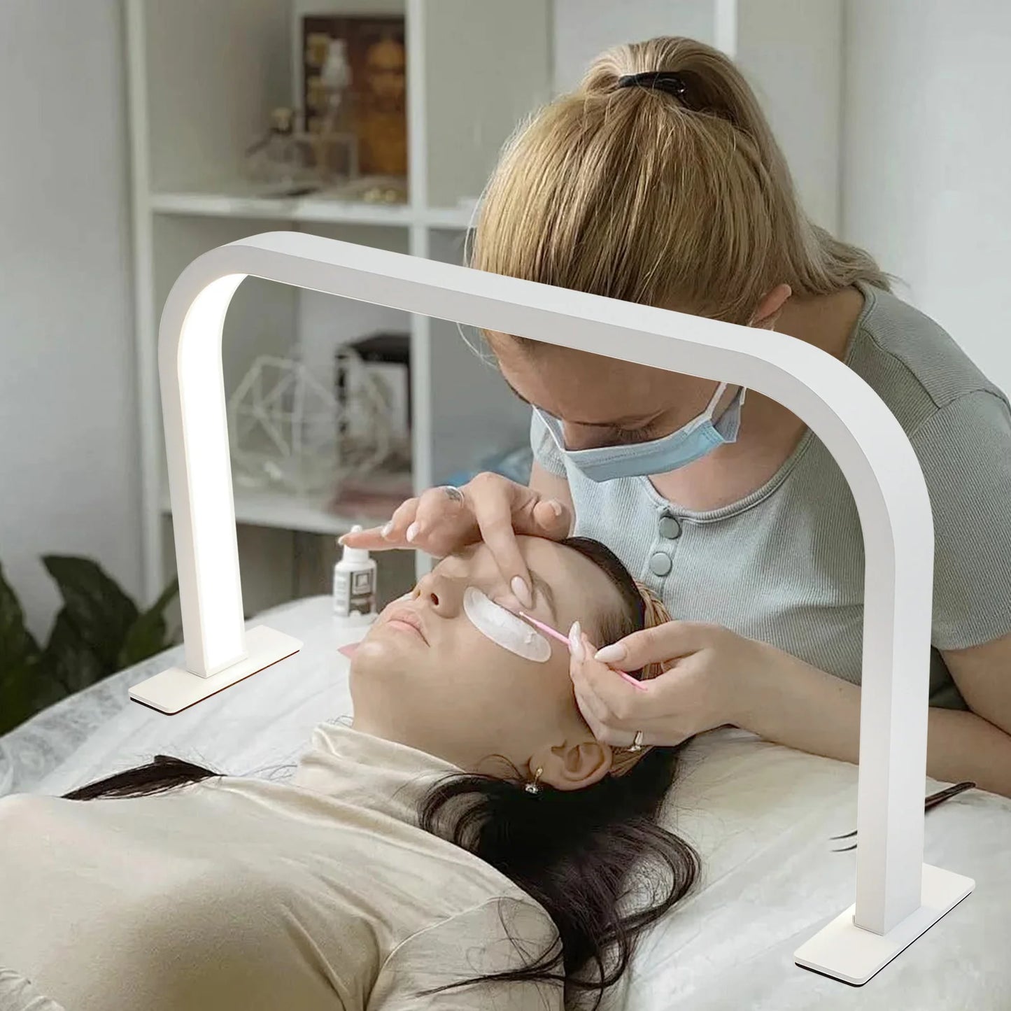 Adjustable Nail Desk Lamp 36W LED Task Light with 10 Brightness Levels Gooseneck 1600LM for Salon Home White Aluminum Body