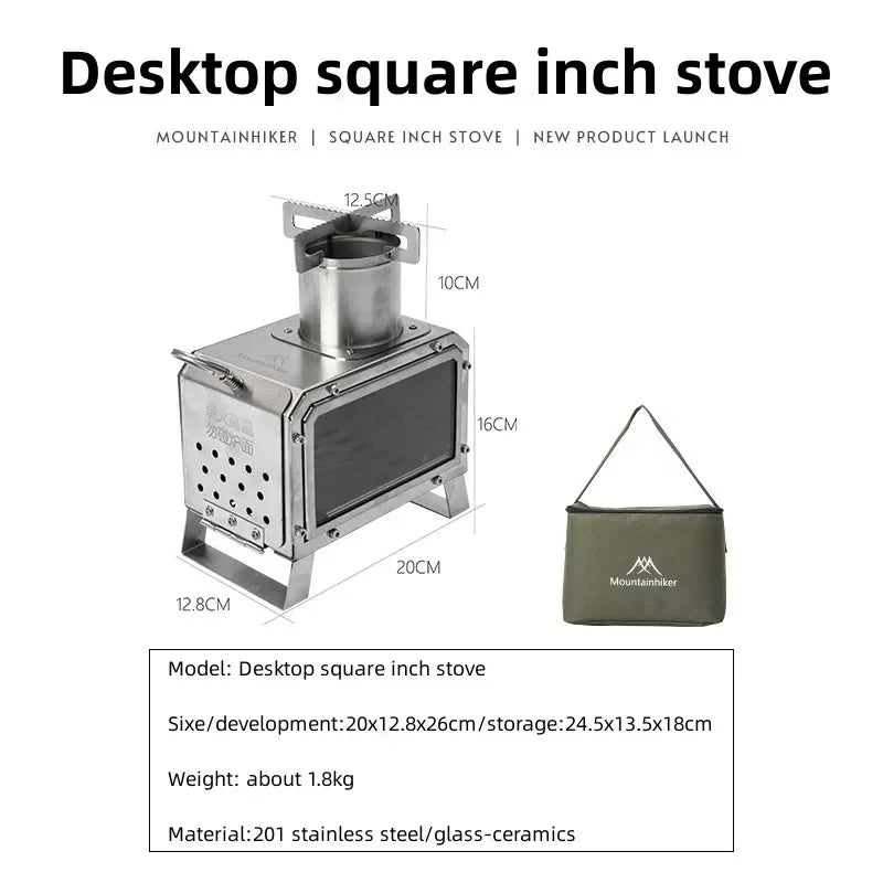 MOUNTAINHIKER Portable Firewood Square Stove for Camping