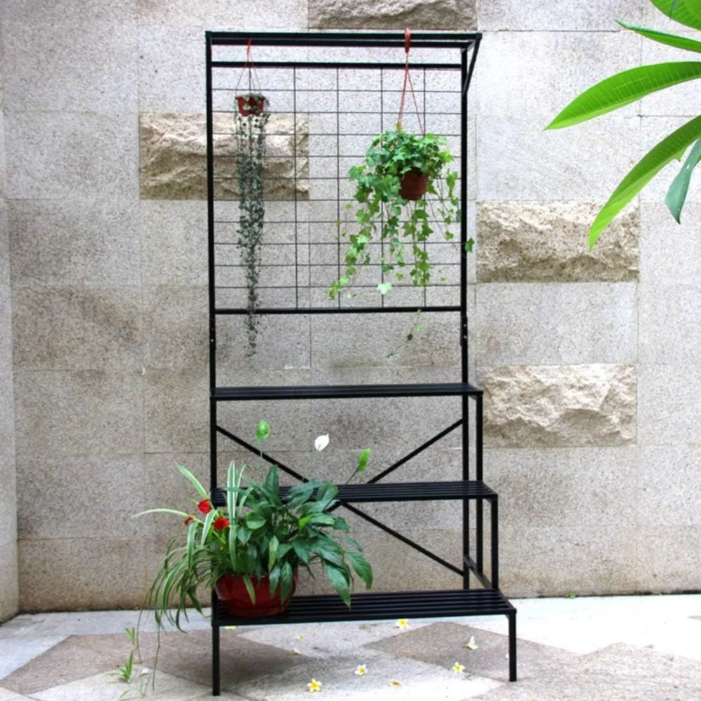 Zhongma 3-Tier Large Plant Stand Heavy Duty Hanging Pot Shelf Tall Multi-Layer Holder with Dimensions 35.43 X 33.27 X 78.74