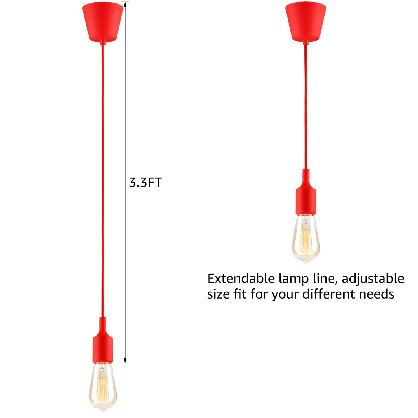4 Pack Socket Pendant Light Fixture, E26/E27 Lamp Holder for Home, Commercial, Pub, Counter, Decorative Lighting, RED